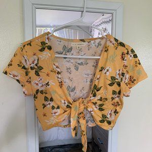 PacSun Yellow/Orange Flower Tie Crop Top